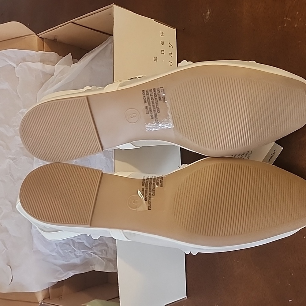 A New Day Everly - White Mary Jane Flats with Sequins Floral Details - Picture 6 of 13